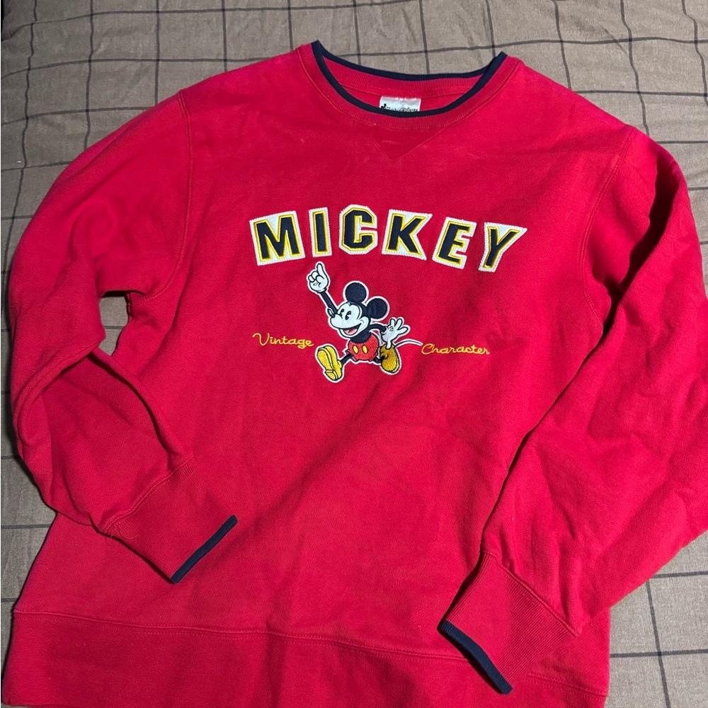 Vintage Disney Mickey Mouse Sweatshirt Red Walt Disney World Size S